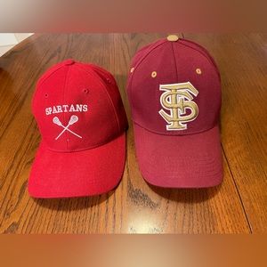 Baseball Hats Red Florida State and Spartan Lot of 2